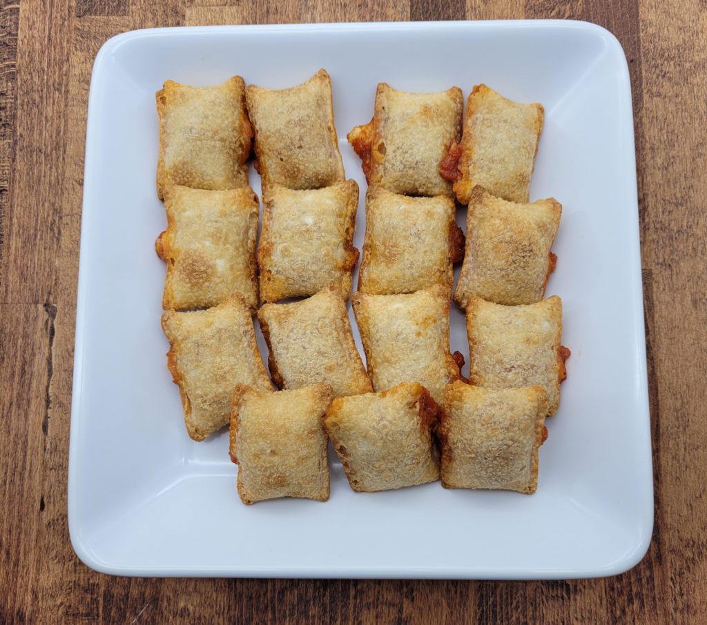 Plate of oven pizza rolls
