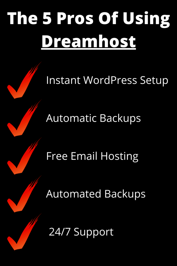A list of the five reasons for using Dreamhost.