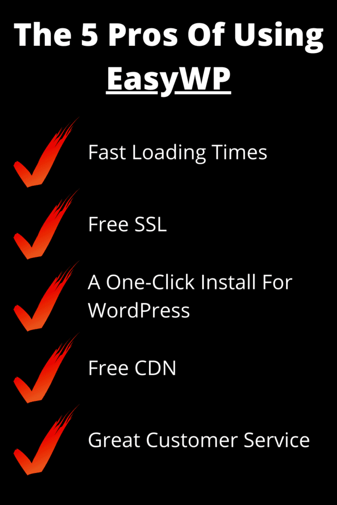 A list of the five reasons for using EasyWP.