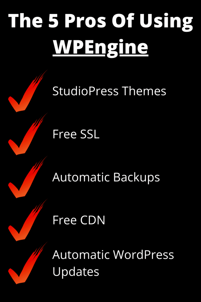 A list of the five reasons for using WPEngine.
